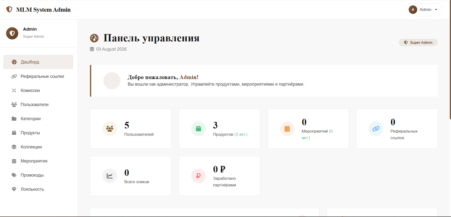 Понятная панель управления для админа